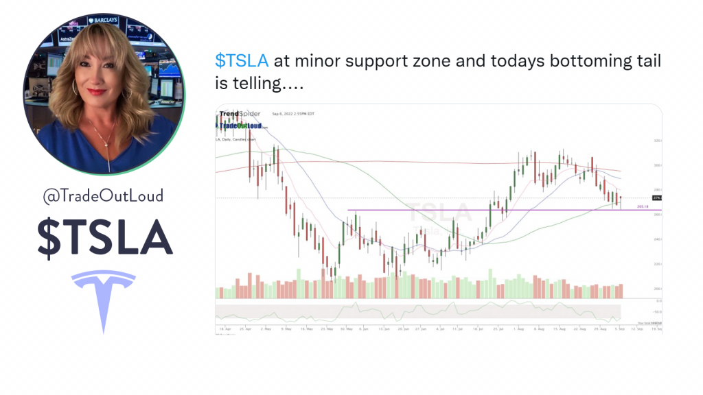 This TSLA chart is provided by Tradeoutloud